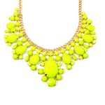 Neon Yellow Teardrop Gemstone Bib Necklace